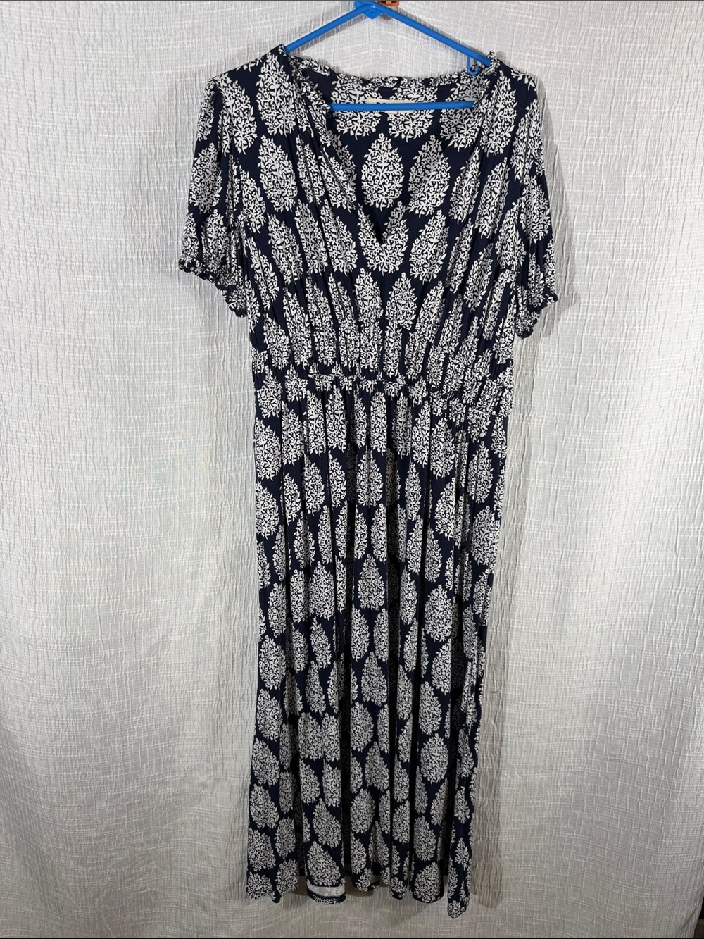 BODEN Rosanna Jersey Midi Tea Dress Sz 10 Blue French Navy Floret Paisley - Picture 3 of 9